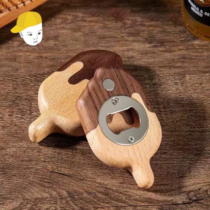 Wooden bottle opener, handmade cultural and creative ice cream bottle opener
