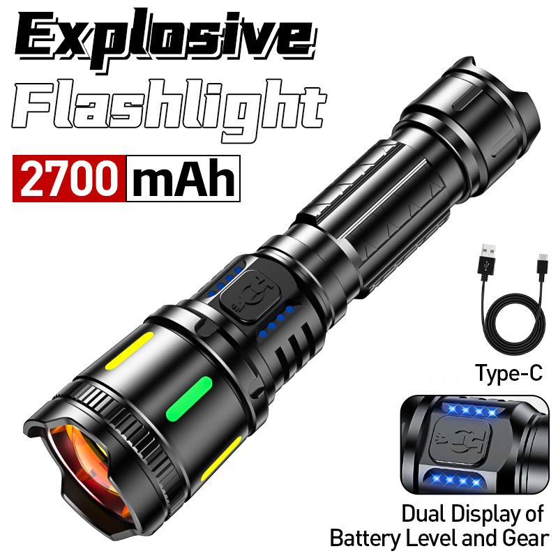 Factory Wholesale USB Rechargeable Tactical Flashlights Outdoor Camping Hiking Lights Vari