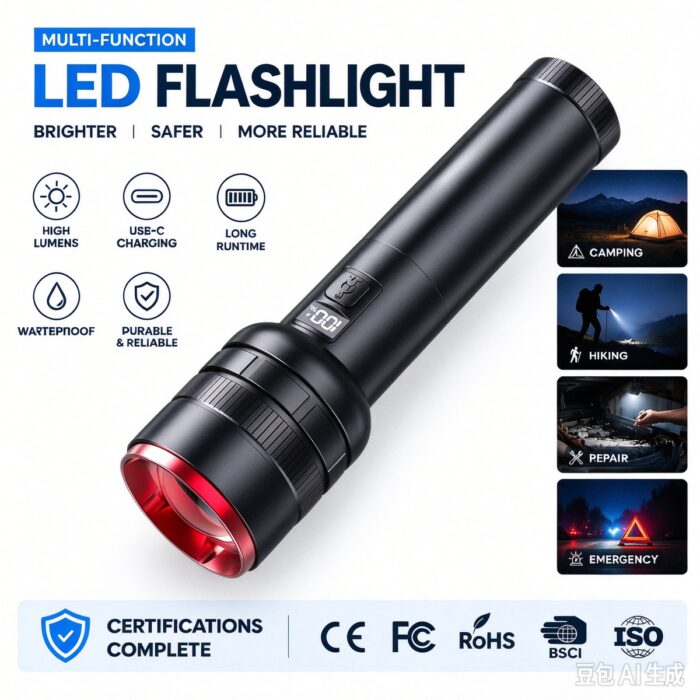 Torch Light High Power Aluminum Alloy Tactical Flashlight 1100LM White Laser Tactical Light IP44 Waterproof Camping Light
