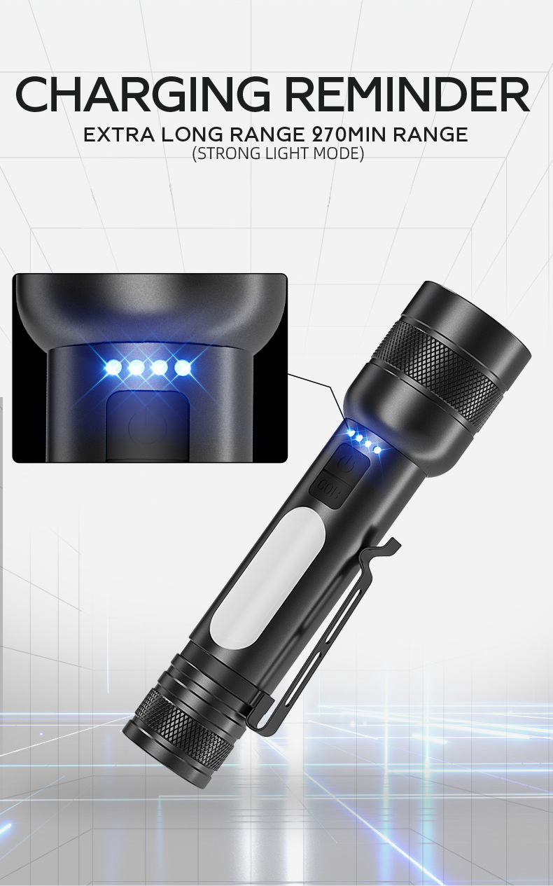 Factory Hot Selling LED Strong Light Rechargeable Flashlight