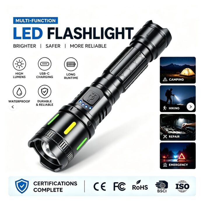 Hot Selling LED Strong Light Flashlight Camping Hiking