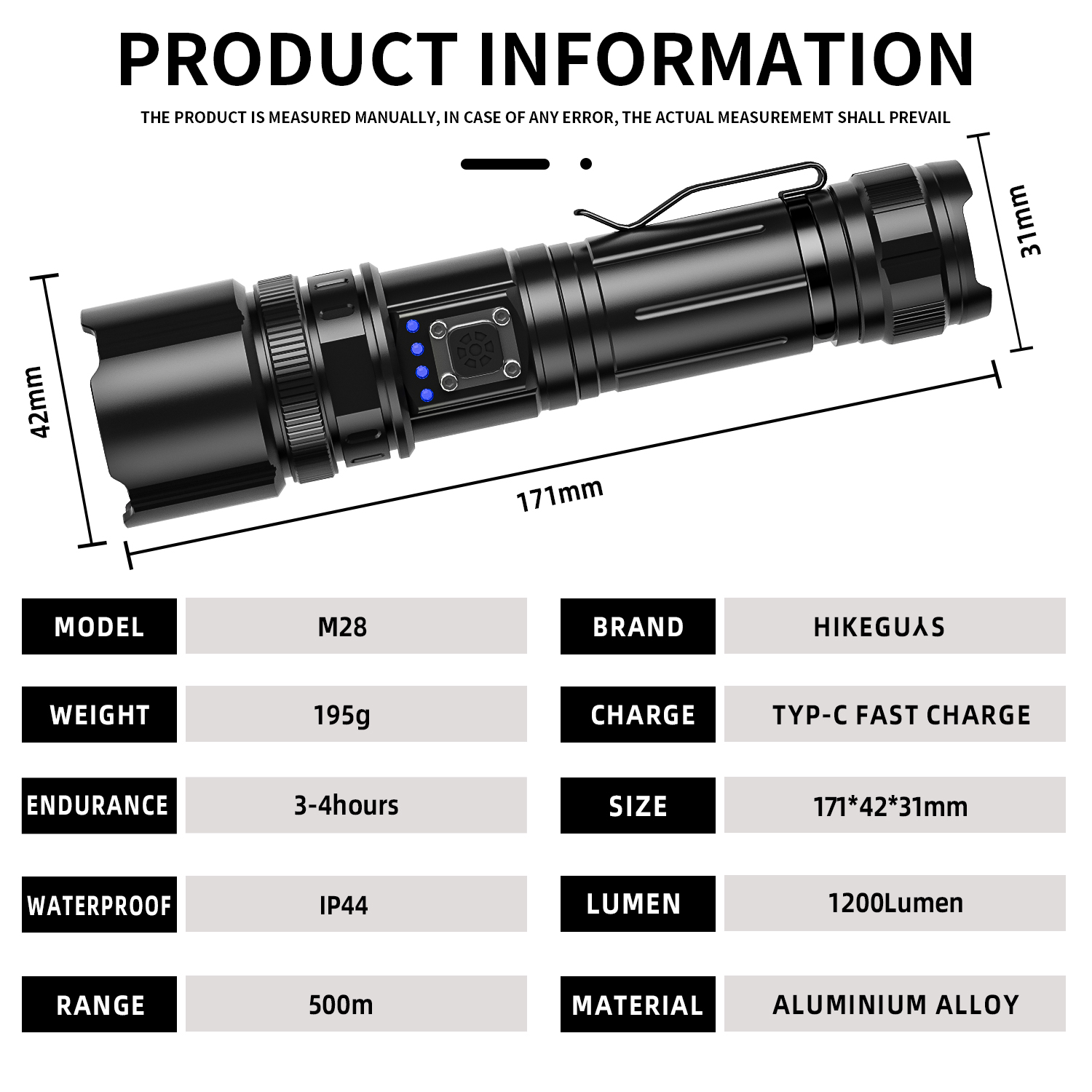 New Silver Dragon High-Intensity Ultra-Bright White Laser Flashlight