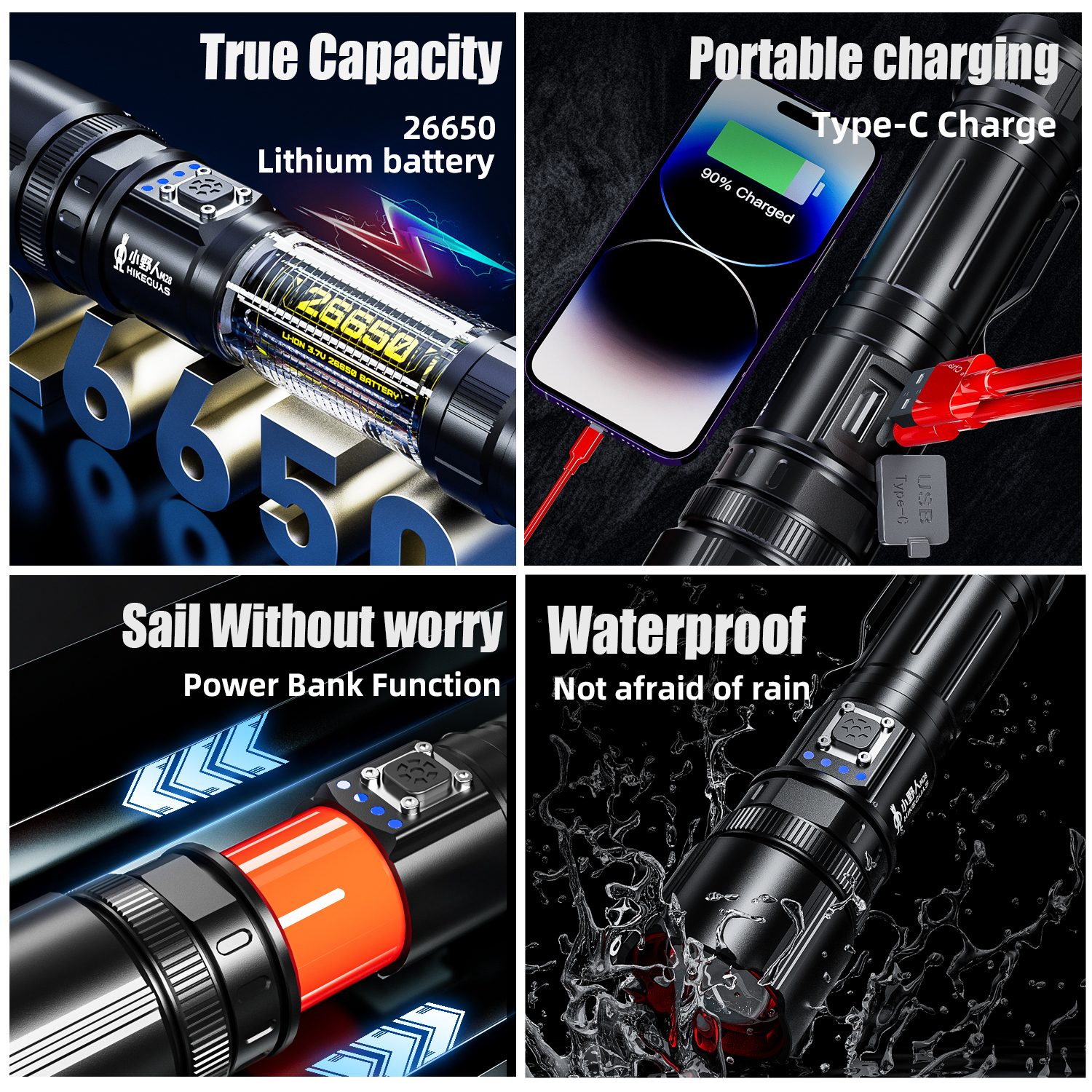 New Silver Dragon High-Intensity Ultra-Bright White Laser Flashlight