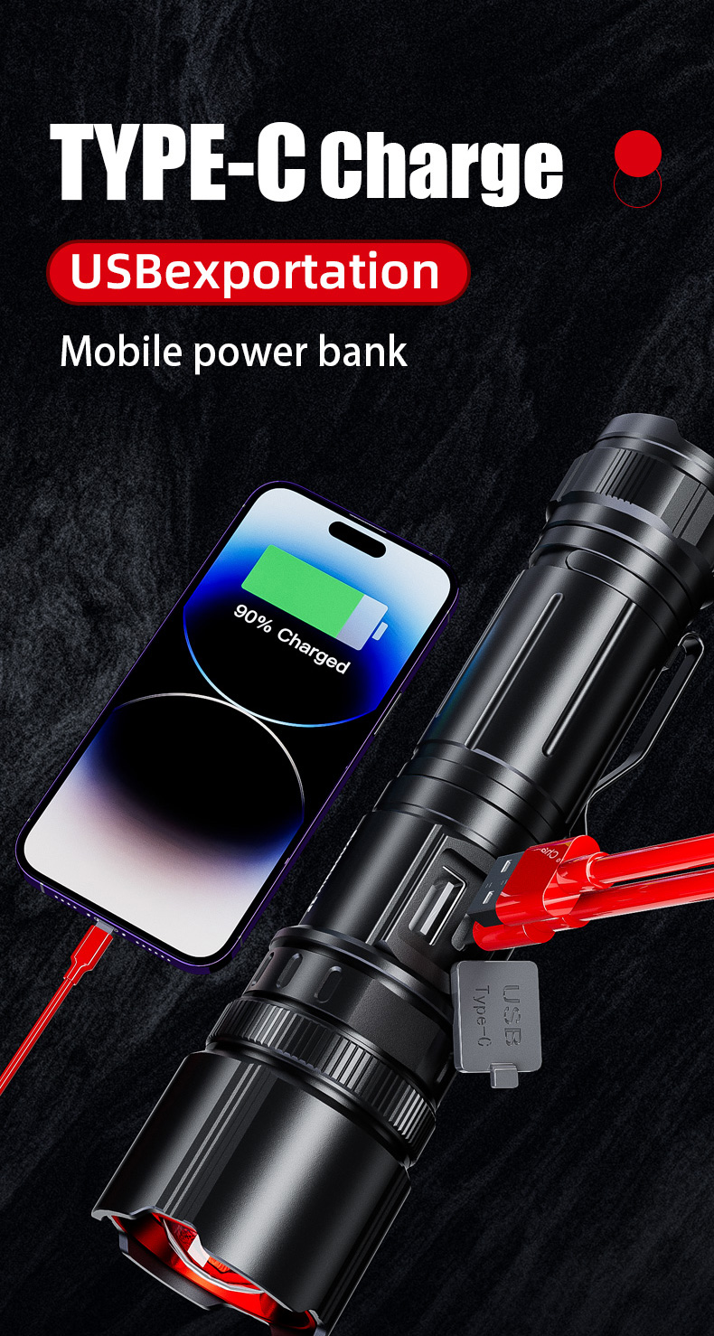 New Silver Dragon High-Intensity Ultra-Bright White Laser Flashlight