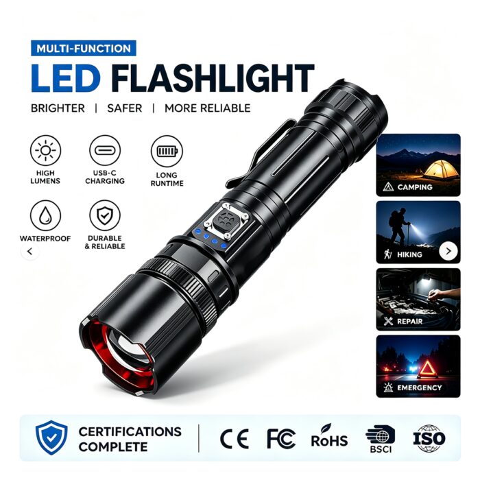 Rechargeable LED Tactical Flashlight Aluminum Alloy
