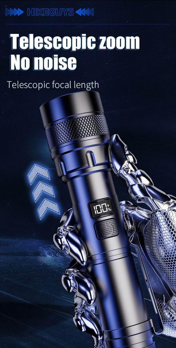Factory Hot Selling High Lumen Aluminum Alloy LED Flashlight with Strong Rechargeable IP44