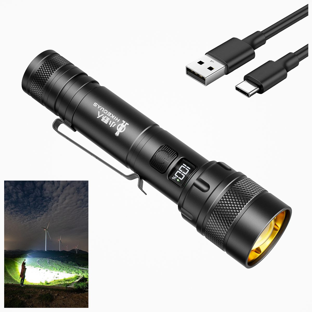Factory Hot Selling High Lumen Aluminum Alloy LED Flashlight with Strong Rechargeable IP44