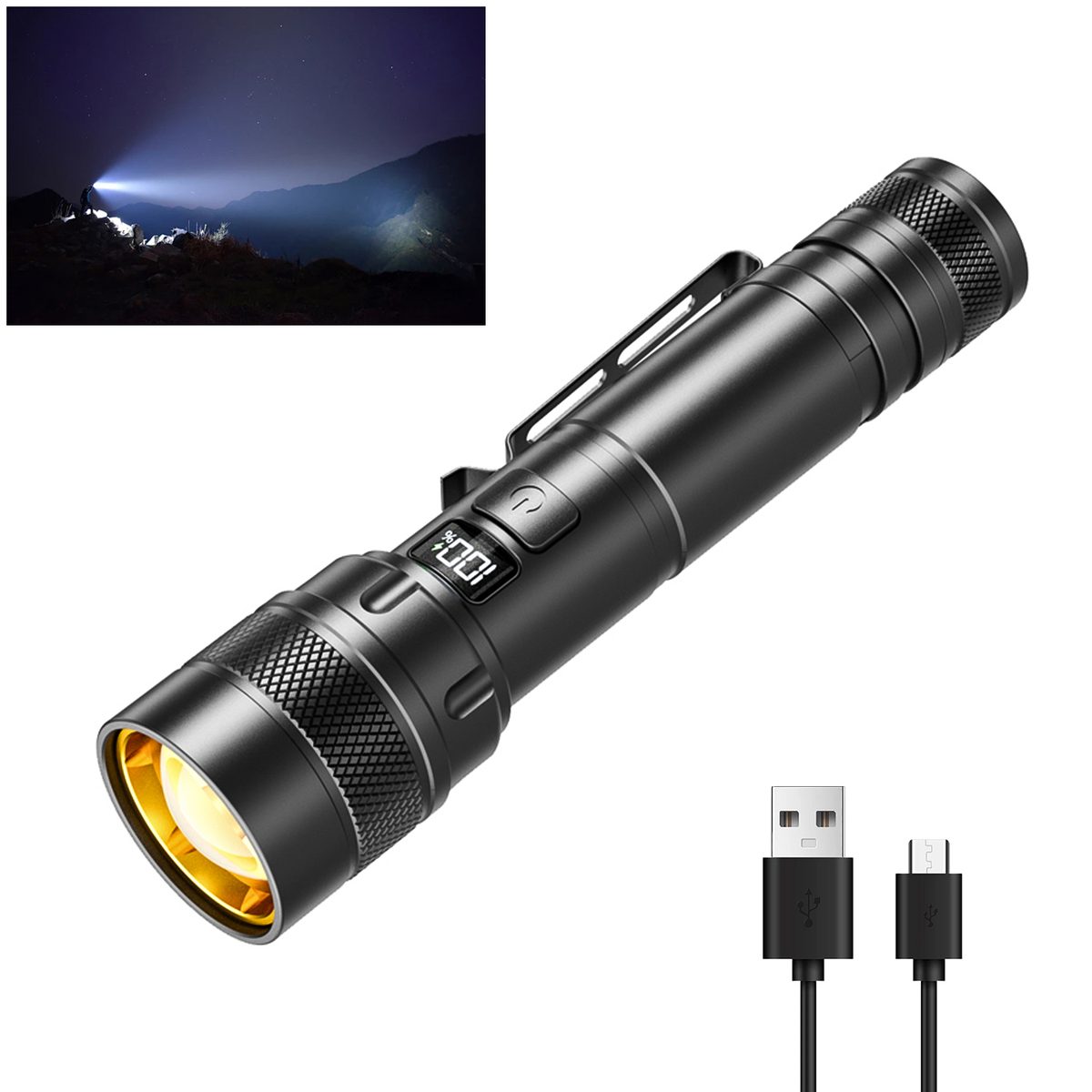 Factory Hot Selling High Lumen Aluminum Alloy LED Flashlight with Strong Rechargeable IP44