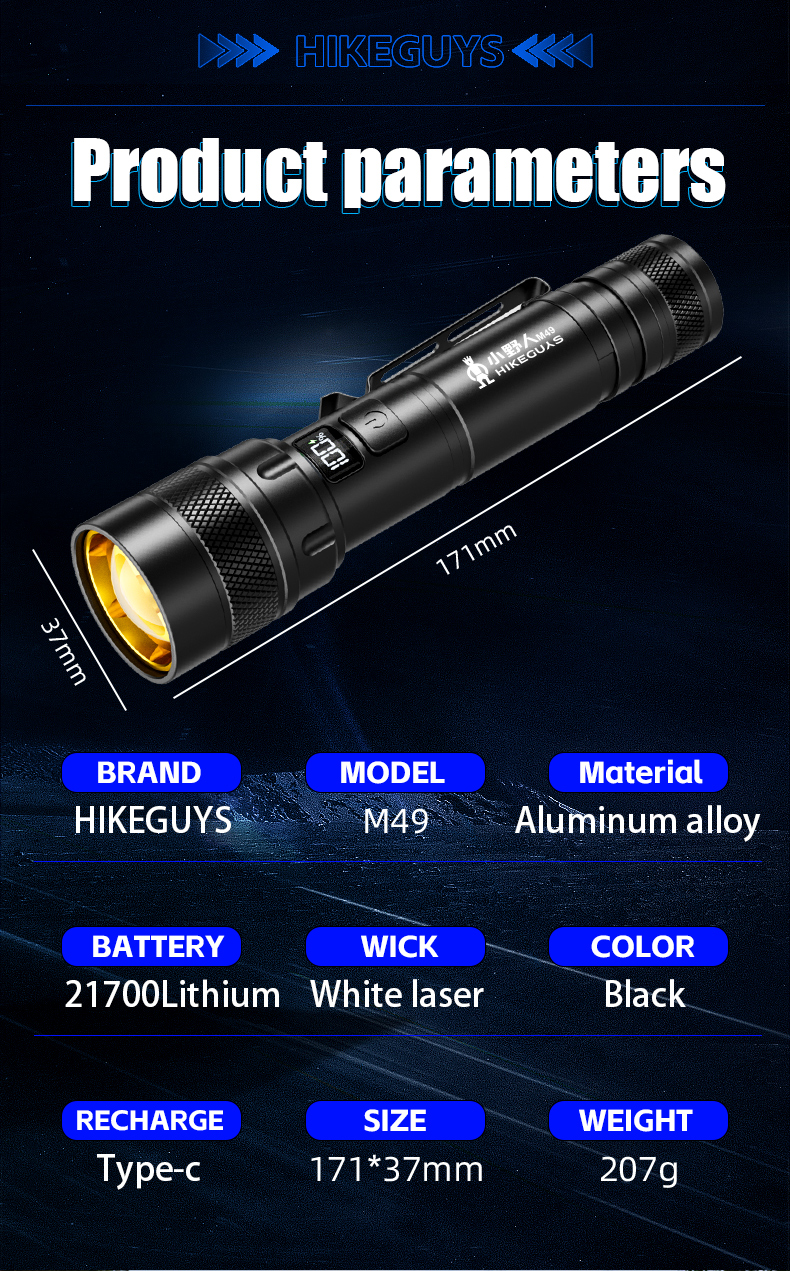 Factory Wholesale USB Rechargeable Tactical Flashlight
