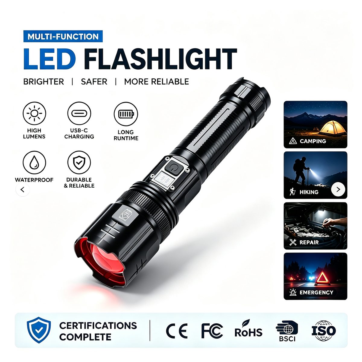 OEM ODM Customized Aluminum Alloy Tactical Flashlight