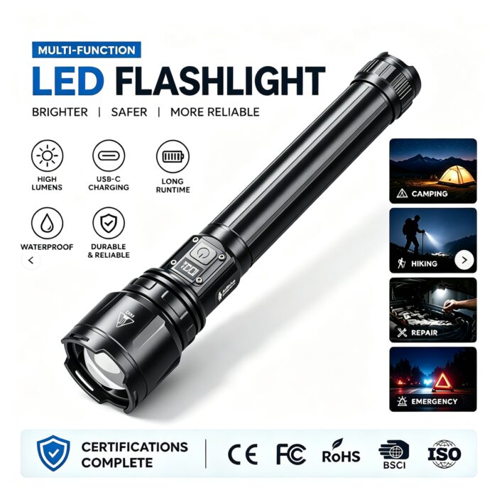Factory Wholesale Tactical Flashlight USB Rechargeable