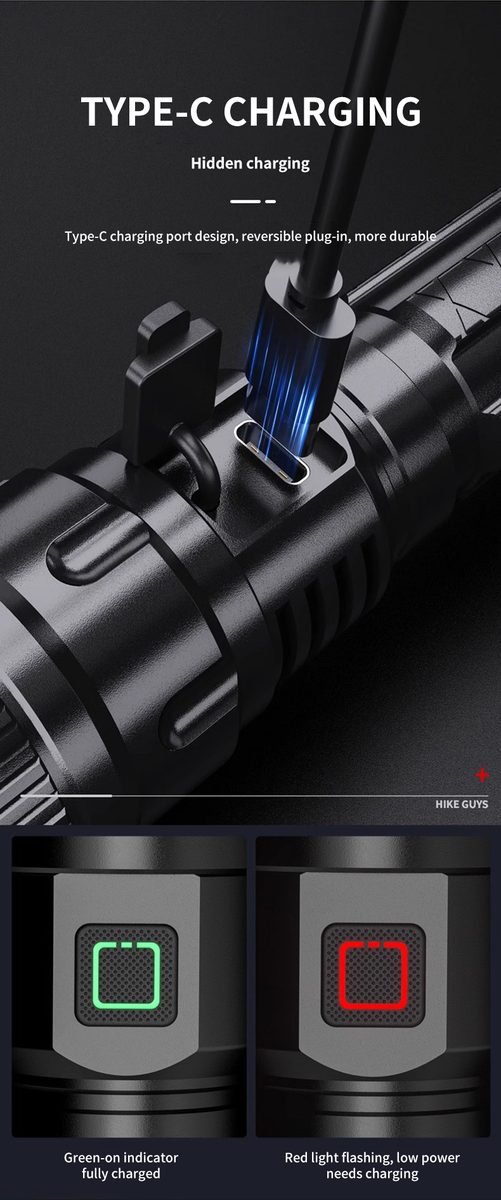 Hot Selling LED Rechargeable IP44 Camping Tactical Strong Light Aluminum Alloy Flashlight