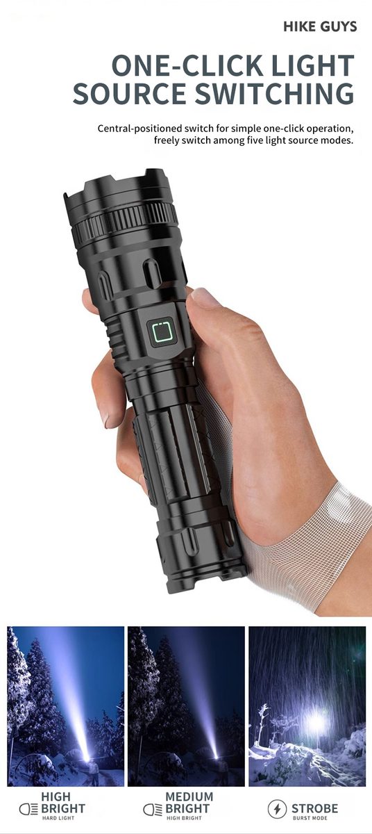 Hot Selling LED Rechargeable IP44 Camping Tactical Strong Light Aluminum Alloy Flashlight
