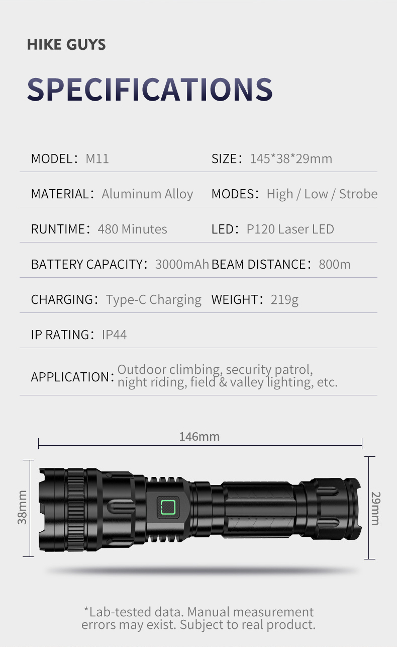 Hot Selling LED Strong Light Flashlight Camping Hiking