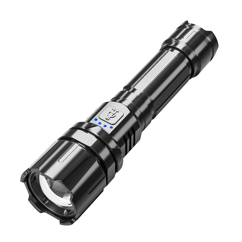 Multifunctional Strong Light Aluminum Alloy USB Rechargeable Emergency Flashlight IP44 Wat