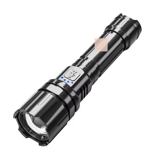 Multifunctional Strong Light Aluminum Alloy USB Rechargeable Emergency Flashlight IP44 Wat
