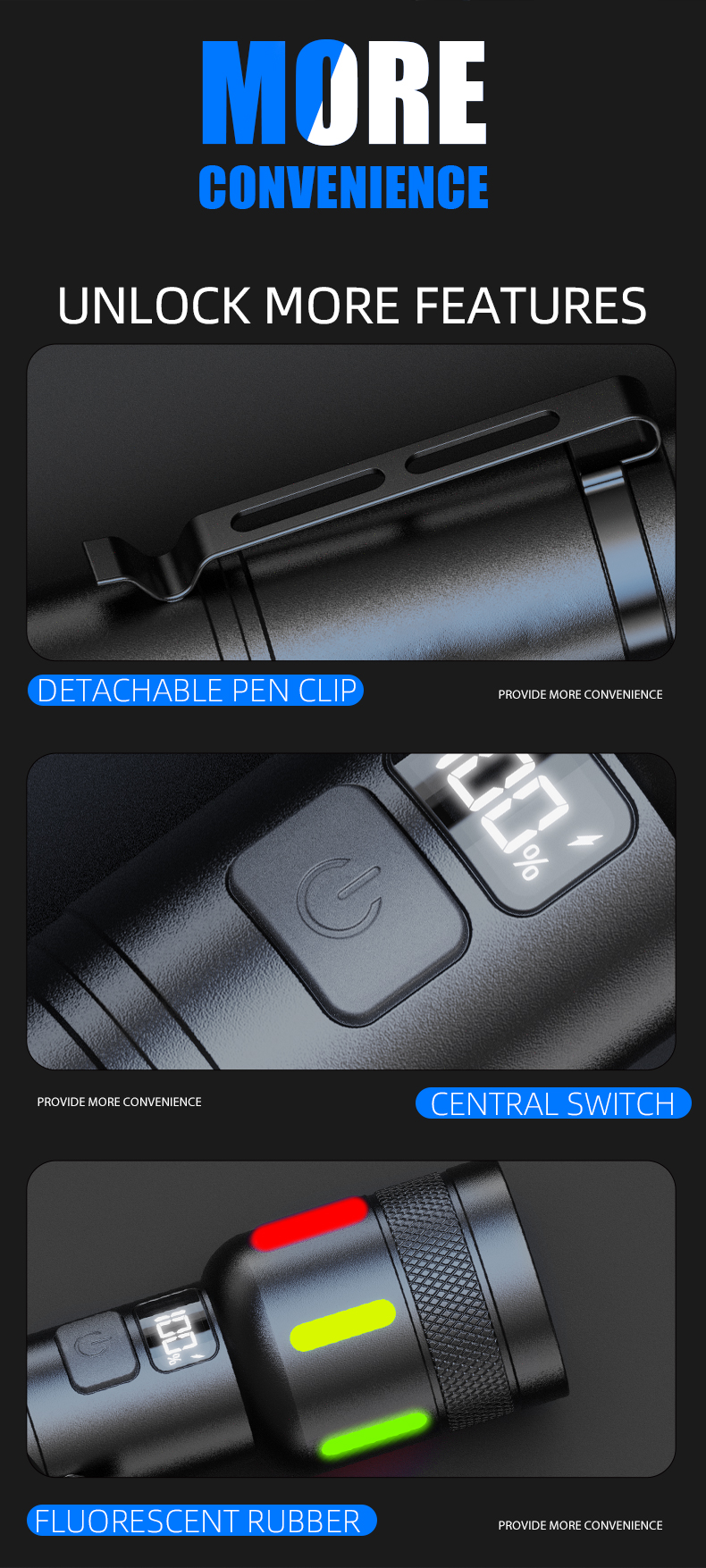 Factory Wholesale Tactical Flashlight USB Rechargeable