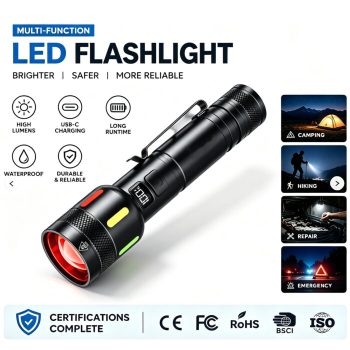 Scalable Aluminum Alloy Rechargeable Flashlight
