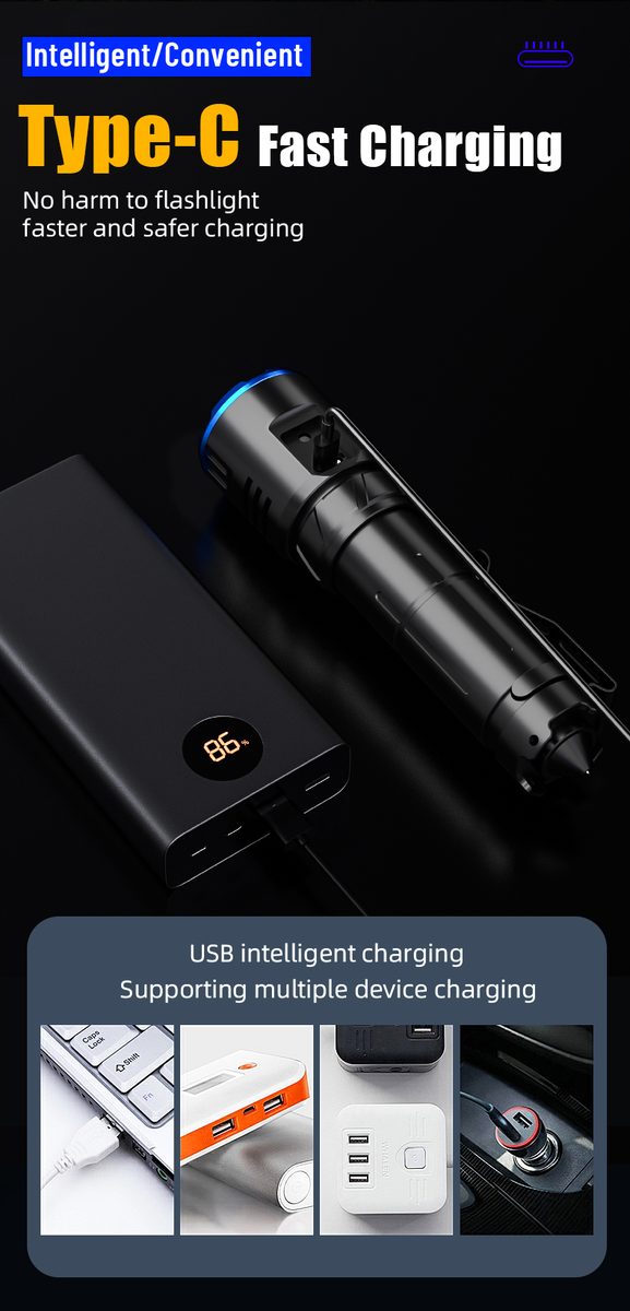 Manufacturer Direct Sales Portable Strong Light Tactical Emergency Aluminum Alloy Magnetic