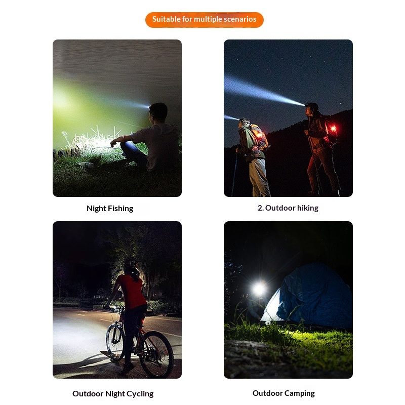 Outdoor Camping Strong LED Head Lamp Emergency Mountaineering Fishing Head Lamp with 50000