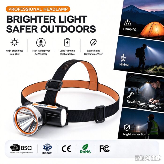 Outdoor Camping Strong LED Head Lamp Emergency Mountaineering Fishing Head Lamp with 50000 Hours Lifespan
