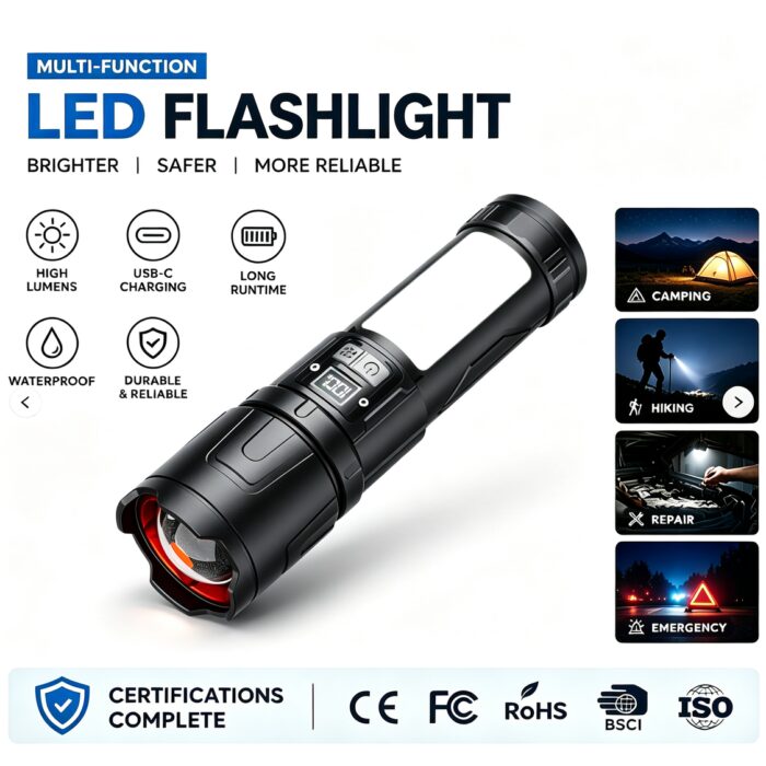 Wholesale Aluminum Alloy Camping Emergency Climbing Flashlight