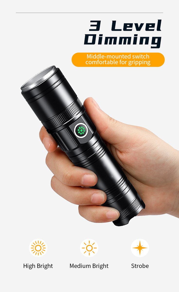 Manufacturer Wholesale Emergency Flashlight Outdoor Portable USB Rechargeable 1000LM Water