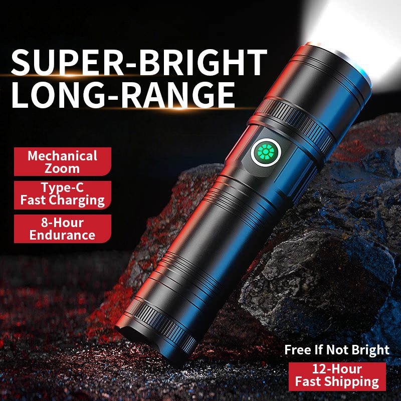Manufacturer Wholesale Emergency Flashlight Outdoor Portable USB Rechargeable 1000LM Water