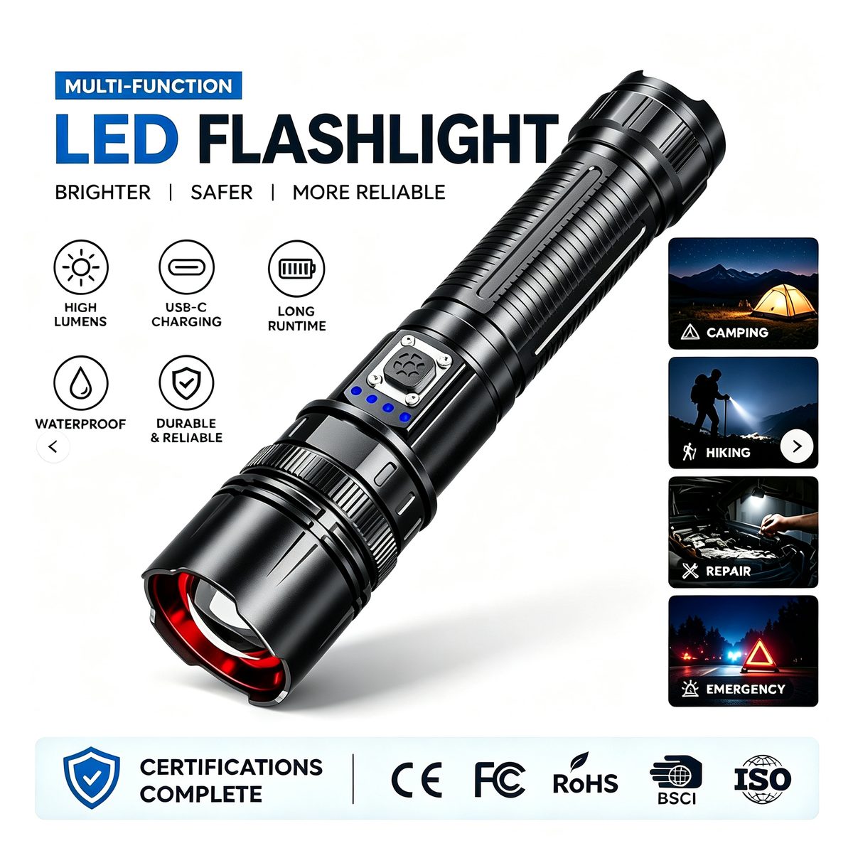 LED Head Lamp Rechargeable Headlamp Waterproof