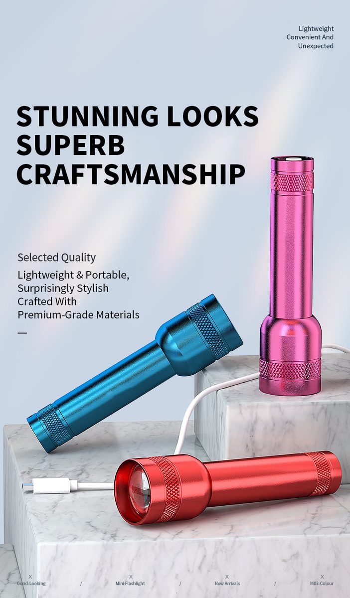 OEM ODM Customized LED Aluminum Alloy Strong Light Flashlight IP44 Waterproof 150LM Portab
