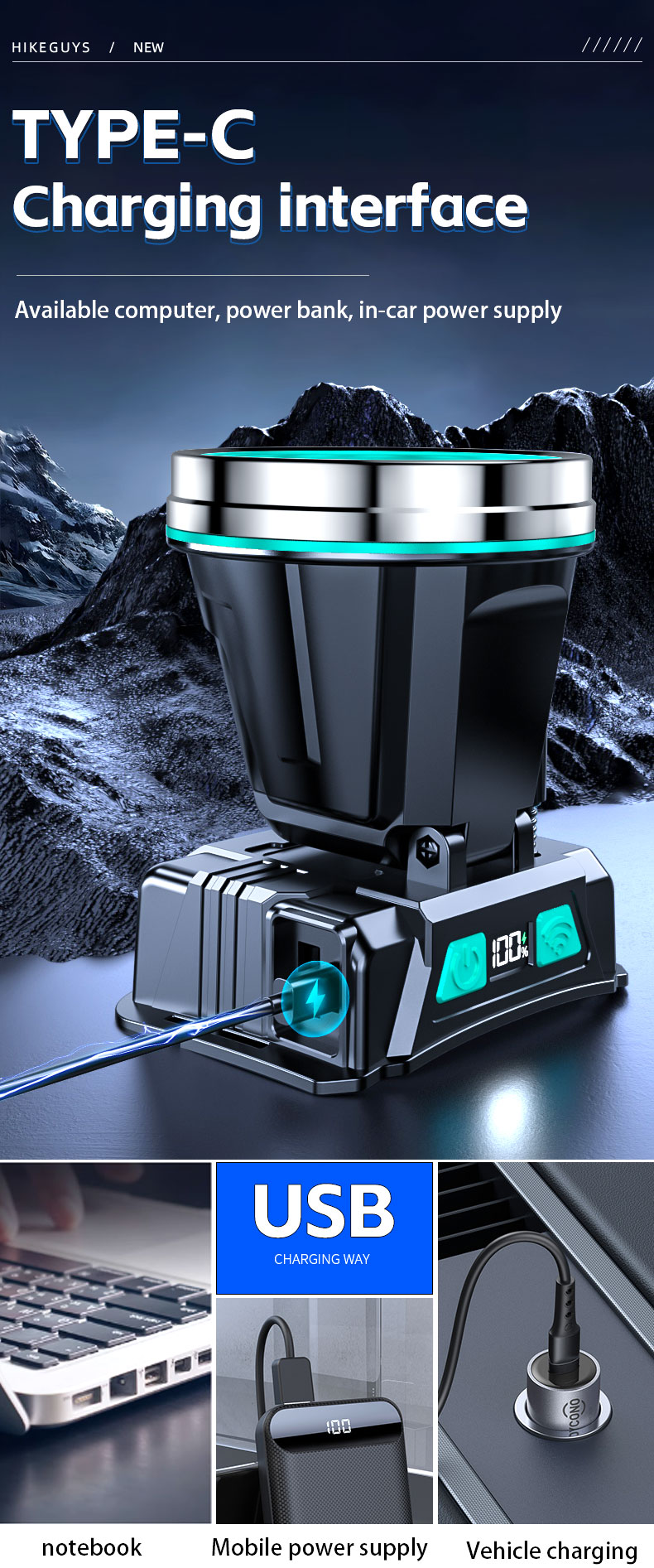 Durable Hand Held LED Searchlight Multi Light Mode