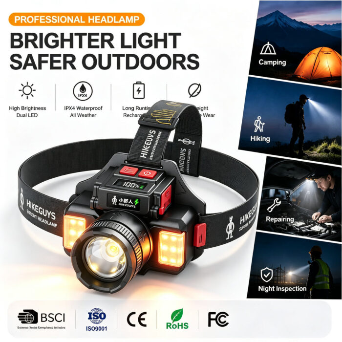 Wholesale USB Charging IPX4 Waterproof Adjustable Dimmable Headlamp