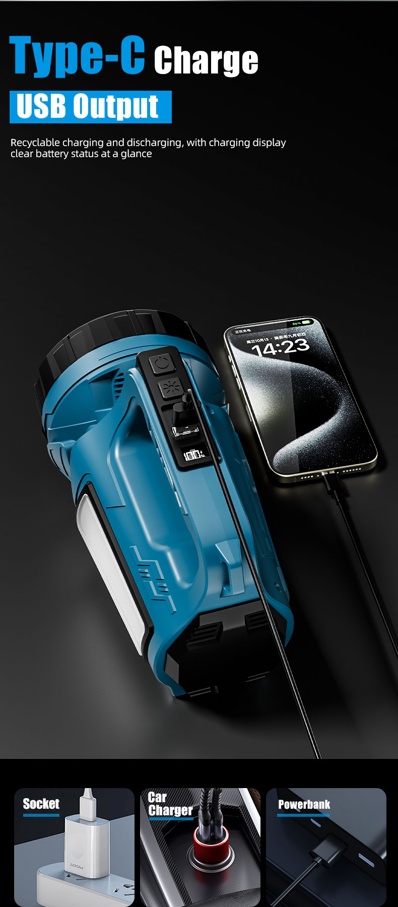 Wholesale High-power LED Handheld Spotlights Hunting