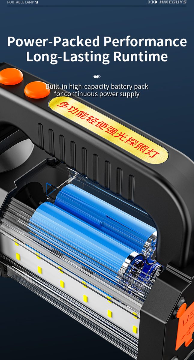 Strong Light Emergency Light Rechargeable 1200mAh Waterproof Long-distance Searchlight 6-1