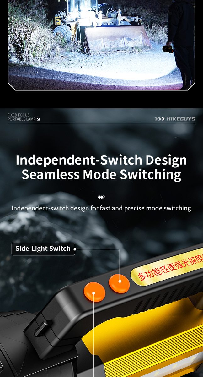 Strong Light Emergency Light Rechargeable 1200mAh Waterproof Long-distance Searchlight 6-1