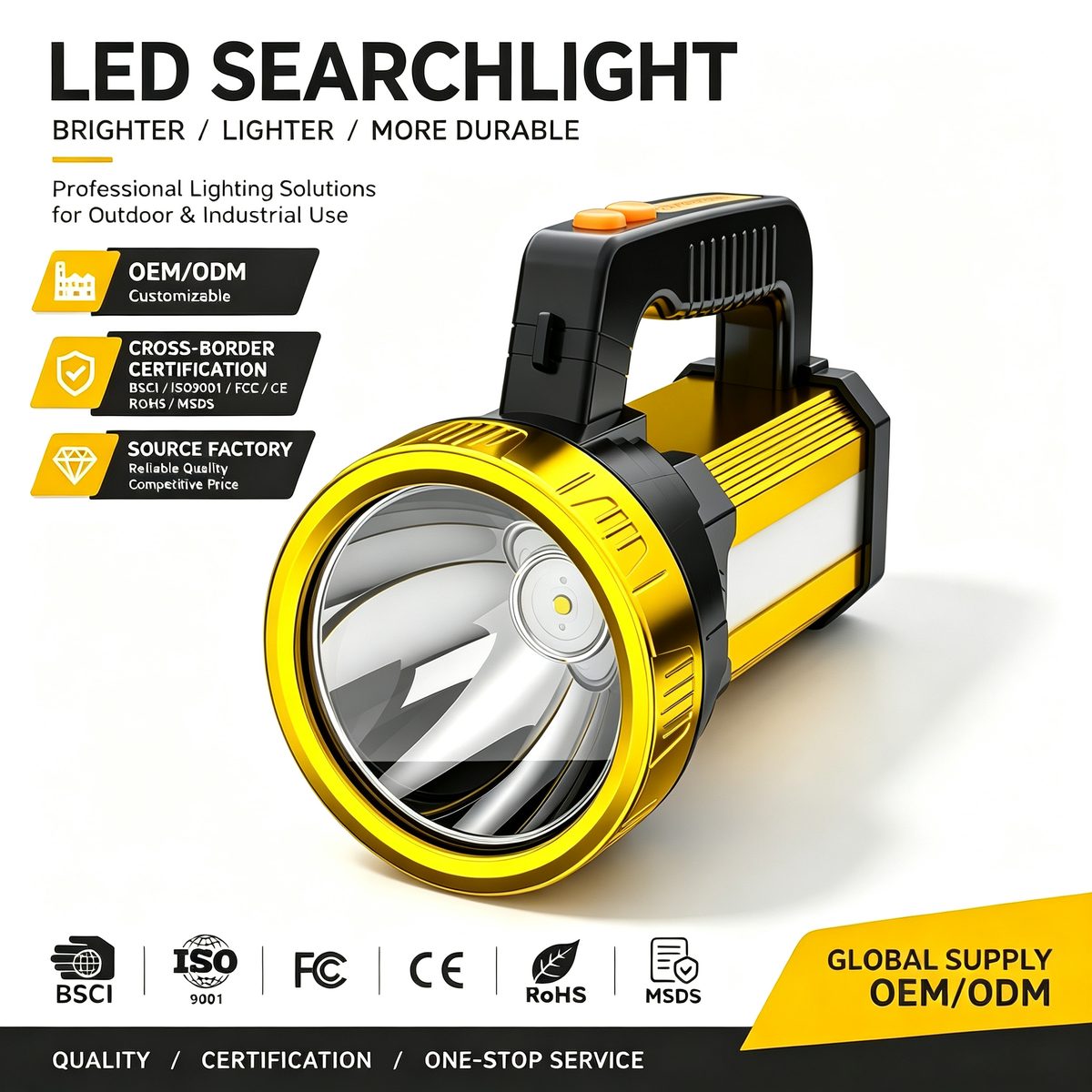 Strong Light Emergency Light Rechargeable 1200mAh Waterproof Long-distance Searchlight 6-1