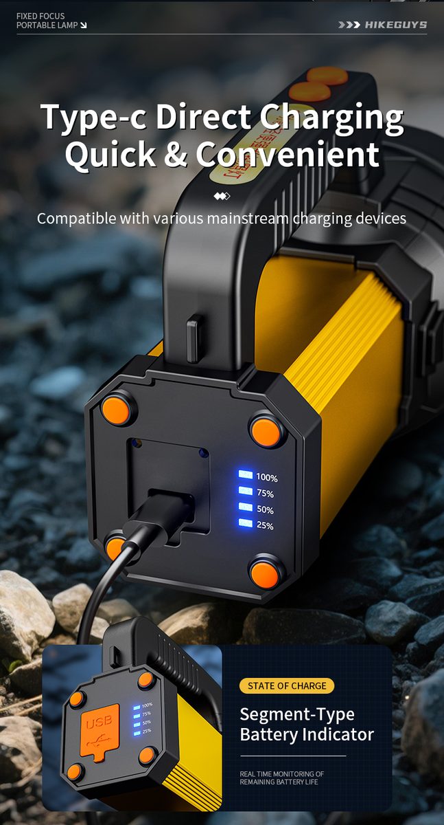 Strong Light Emergency Light Rechargeable 1200mAh Waterproof Long-distance Searchlight 6-1