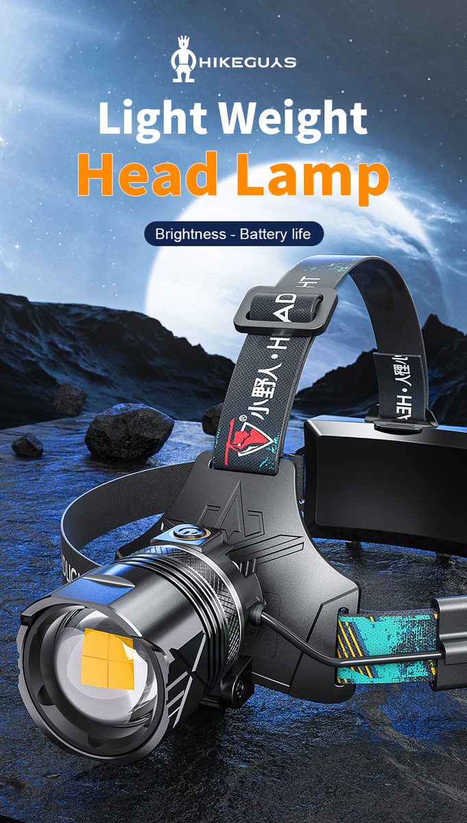 Rechargeable Strong Light LED Headlights IP33 Waterproof Adjustable Head Dual Color Temper