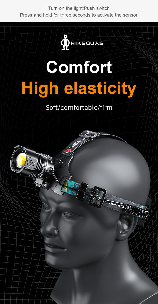 Rechargeable Strong Light LED Headlights IP33 Waterproof Adjustable Head Dual Color Temper