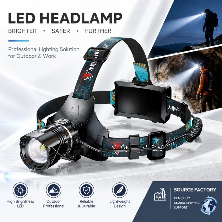 Rechargeable Strong Light LED Headlights IP33 Waterproof Adjustable Head Dual Color Temper