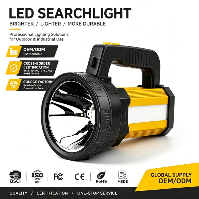 Rechargeable Handheld IP33 Waterproof Long Distance Torch