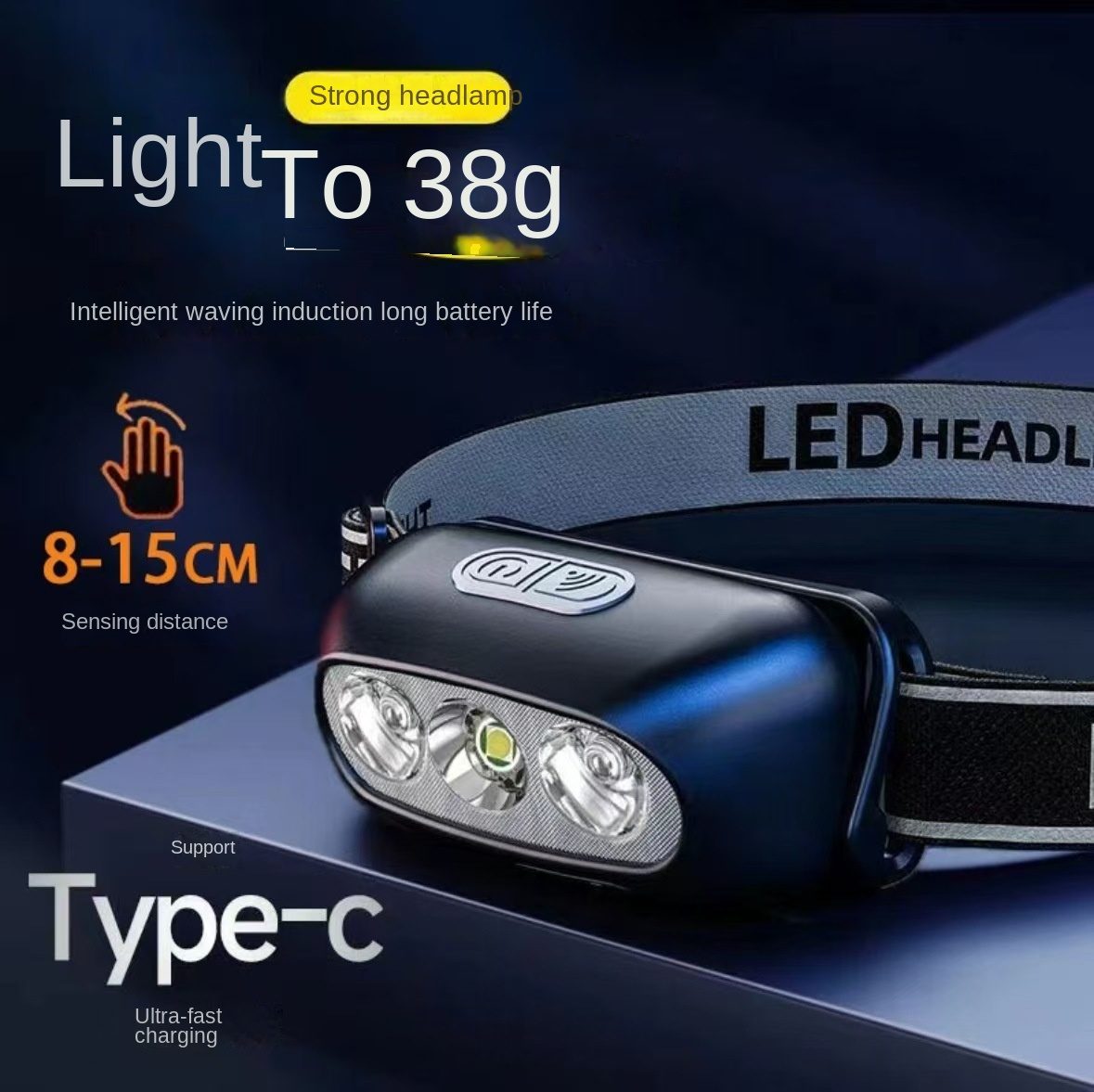 Factory Direct Sale ABS LED Headlamp-Ultra-Bright Rechargeable Emergency Head Light for Ca