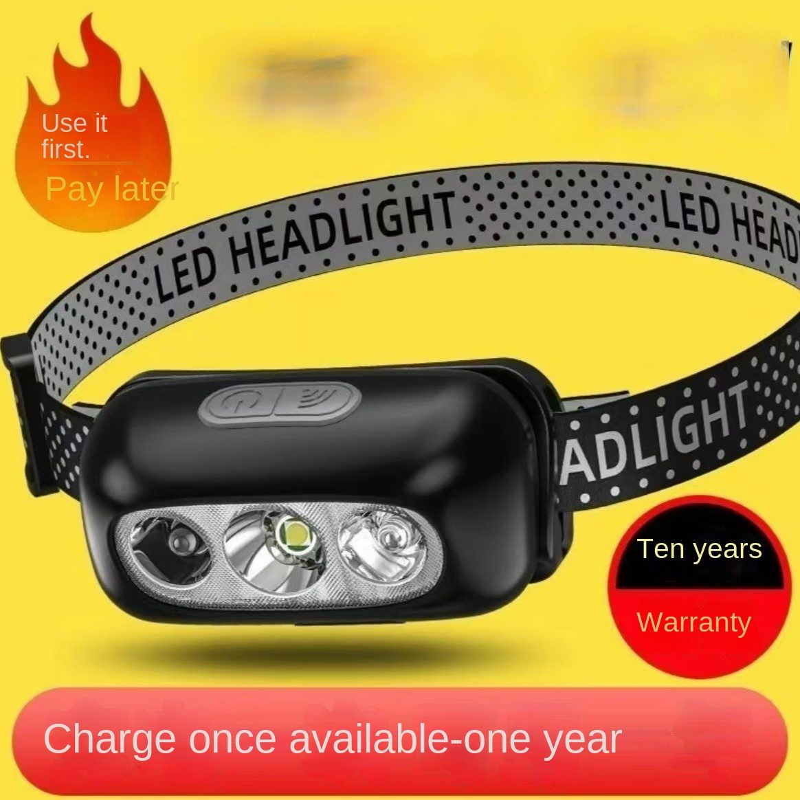 Factory Direct Sale ABS LED Headlamp-Ultra-Bright Rechargeable Emergency Head Light for Ca