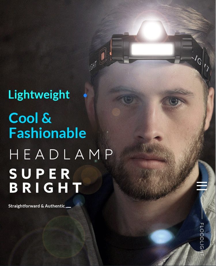 In-stock Cross-border Headlamp Two-gear Dimming High-low-beam LED USB-charged Magnetic-mou