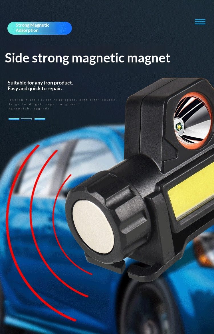 In-stock Cross-border Headlamp Two-gear Dimming High-low-beam LED USB-charged Magnetic-mou