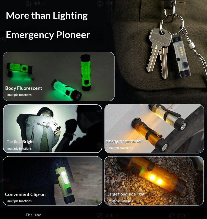 Keychain Light Compact Flashlight Portable COB Magnetic Inspection ABS Rechargeable LED Il