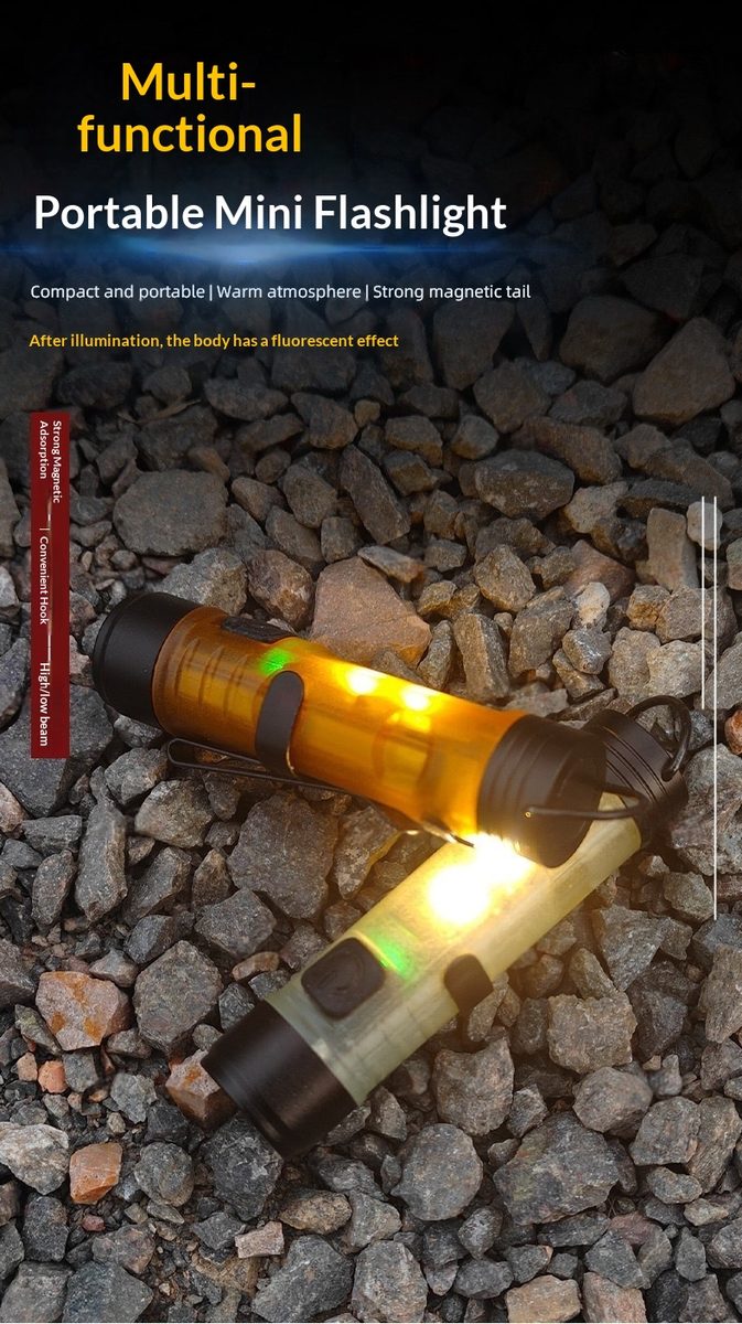 Keychain Light Compact Flashlight Portable COB Magnetic Inspection ABS Rechargeable LED Il