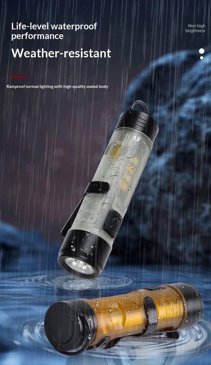 Keychain Light Compact Flashlight Portable COB Magnetic Inspection ABS Rechargeable LED Il