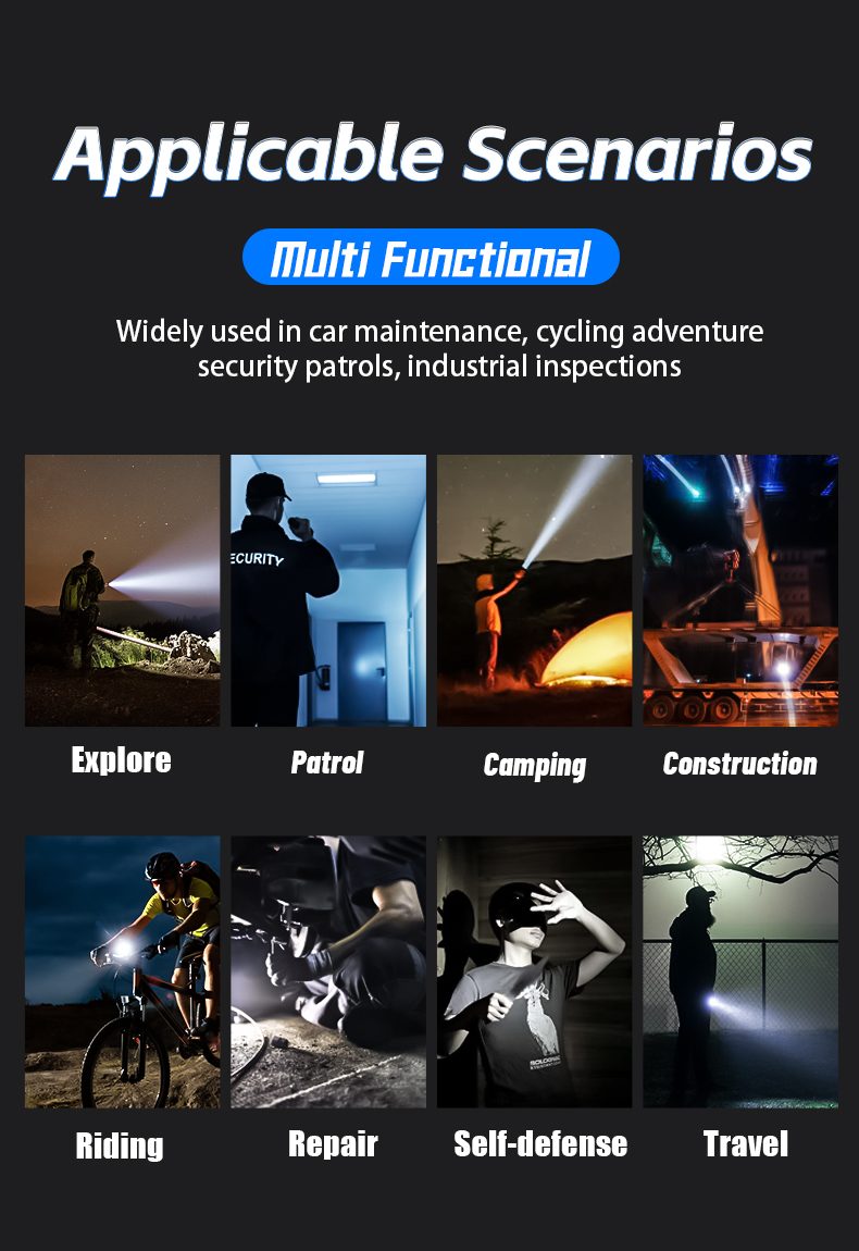 Factory Wholesale Aluminum Alloy LED Strong Light Rechargeable Flashlight Portable Camping