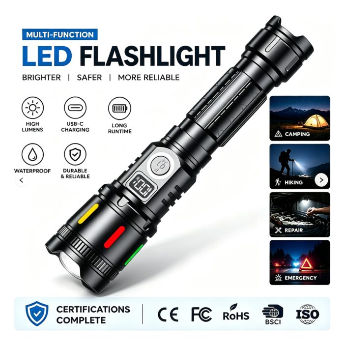 Factory Hot Selling LED Strong Light Rechargeable Flashlight